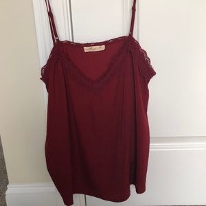 Red lace detail satin cami